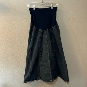 Motherhood Maternity blue Jean midi skirt size large